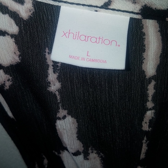 Xhilaration Large Black Tie Dye Hi Lo Ruffle Racerback Chiffon Sleeveless Dress - Picture 6 of 11